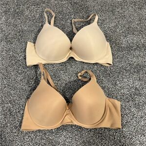 Aerie Smoothez 36B Seamless Bras in Beige and Tan